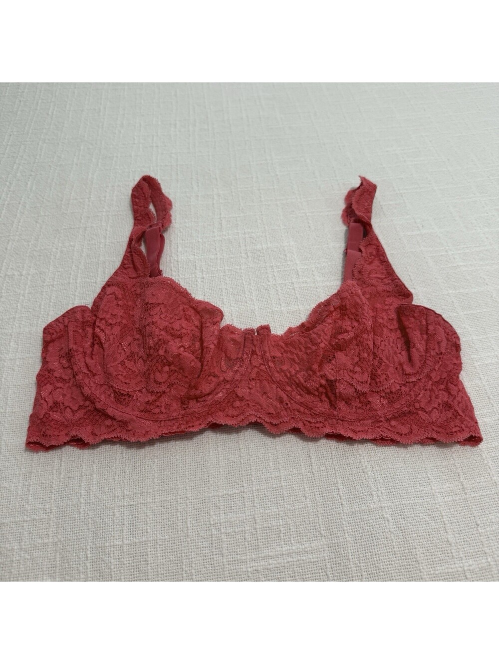 Cosabella Prettie Bra Coral Pink Lace Sz 32D Underwire Unlined Made In Italy